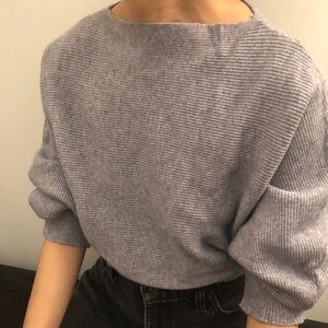 Ribbed grey dolman sweater